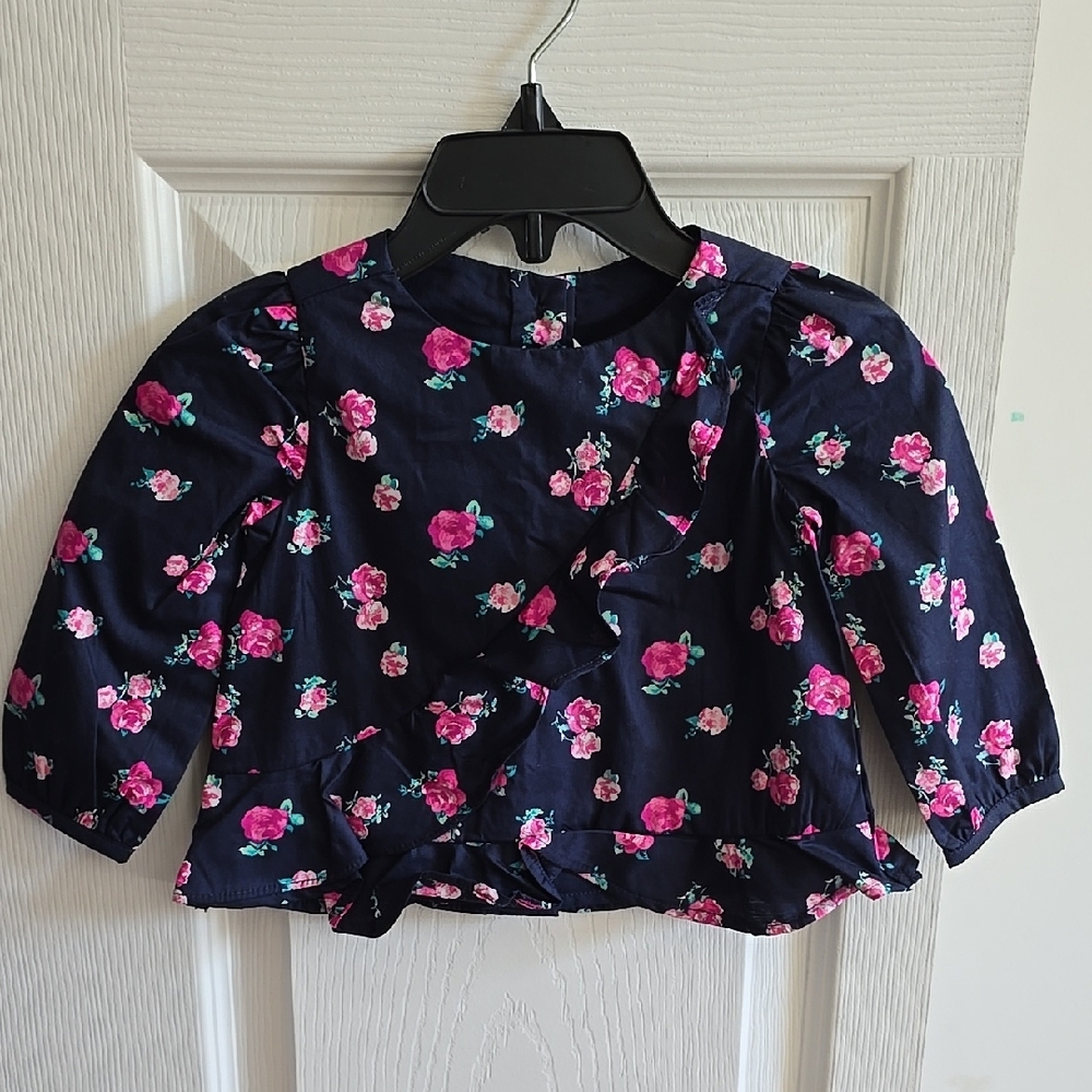 Janie And Jack Floral Ruffle Long Sleeve Top